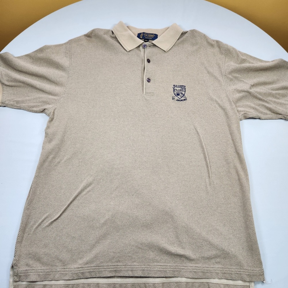 Tom Morris Old Course St. Andrews Scotland Beige/Tan Golf Polo Shirt XL